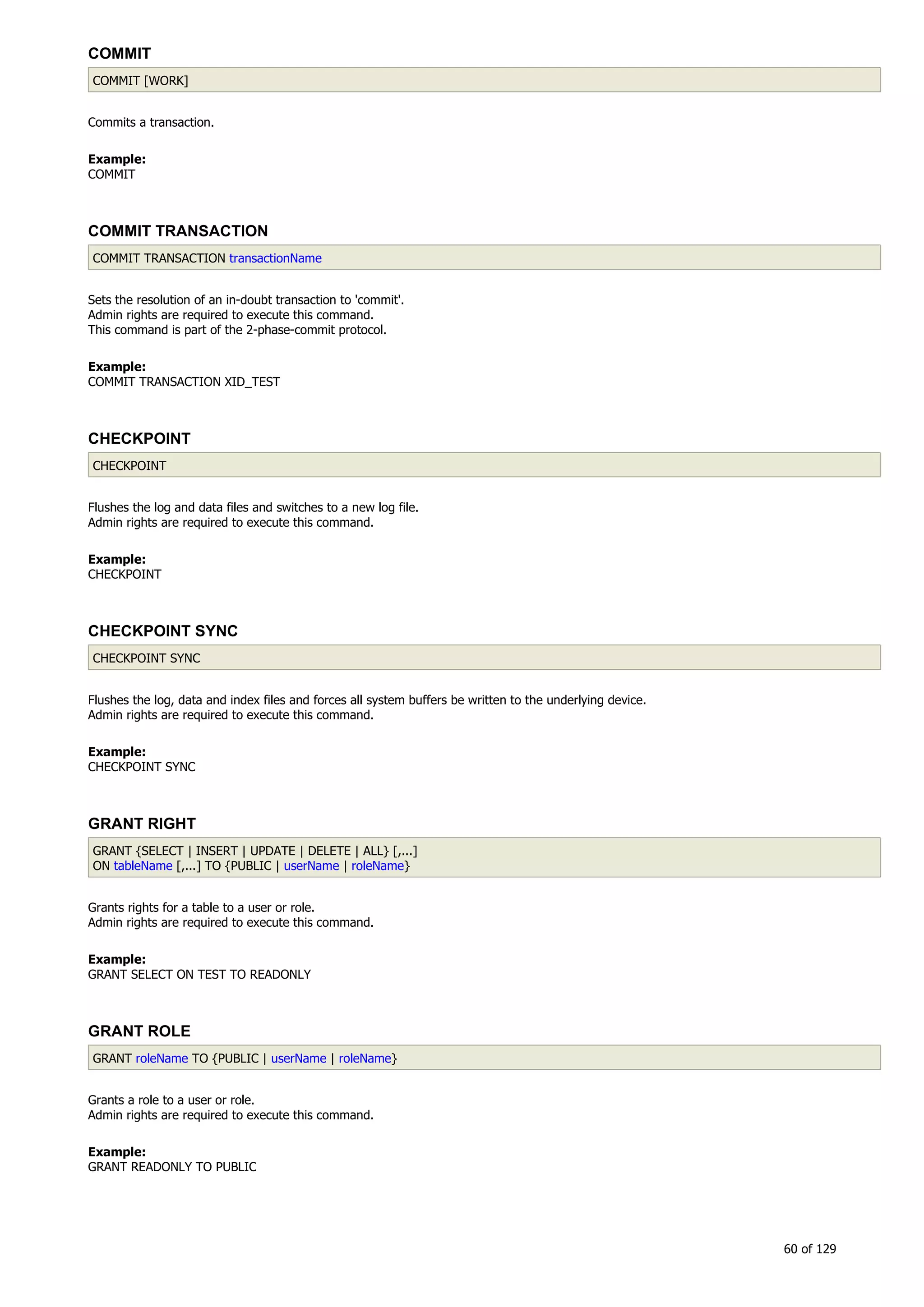 H2 Database New generation embeded database