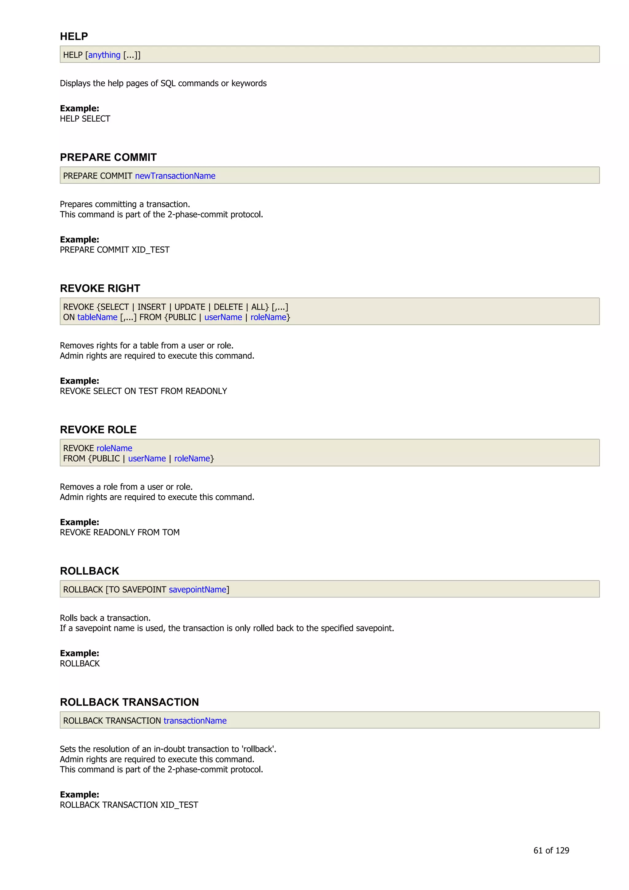 H2 Database New generation embeded database