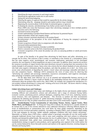 Global Advertising Issues and challenges
*Corresponding Author: Hany H. Makhlouf www.aijbm.com 87 | Page
2. Identifying th...