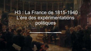 H3 : La France de 1815-1940
L’ère des expérimentations
politiques
 