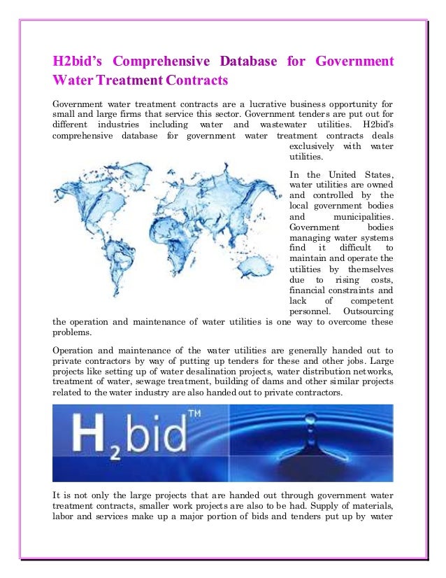 H2bids comprehensive database for government water treatment contracts