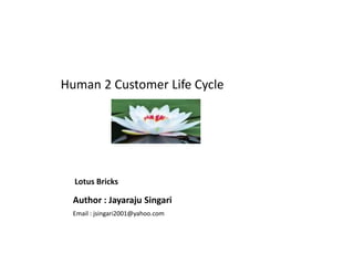 Human 2 Customer Life Cycle
Author : Jayaraju Singari
Email : jsingari2001@yahoo.com
Lotus Bricks
 