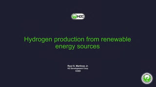 H2 Development Corp., LLC Green Hydrogen Project Development Opportunities 2018