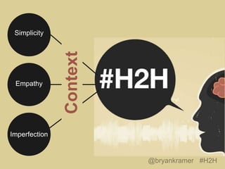 #H2H
@bryankramer
Context
Simplicity
Empathy
Imperfection
 
