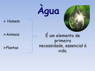 É indispensável ao Homem Como bebida;