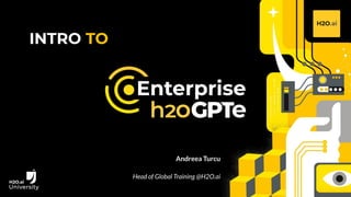 INTRO TO
Andreea Turcu
Head of Global Training @H2O.ai
 