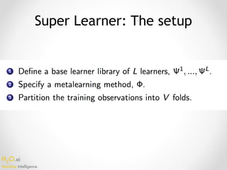 H2O.ai 
Machine Intelligence
Super Learner: The setup
 