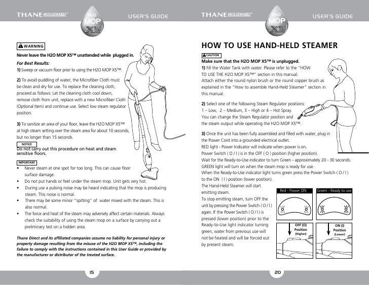 H20 mop steam cleaner manual