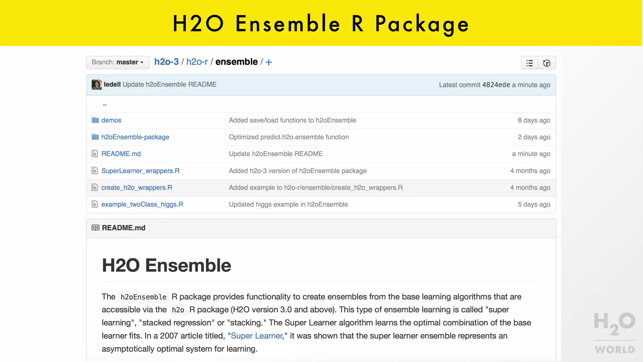 H2O Ensemble R Package
 