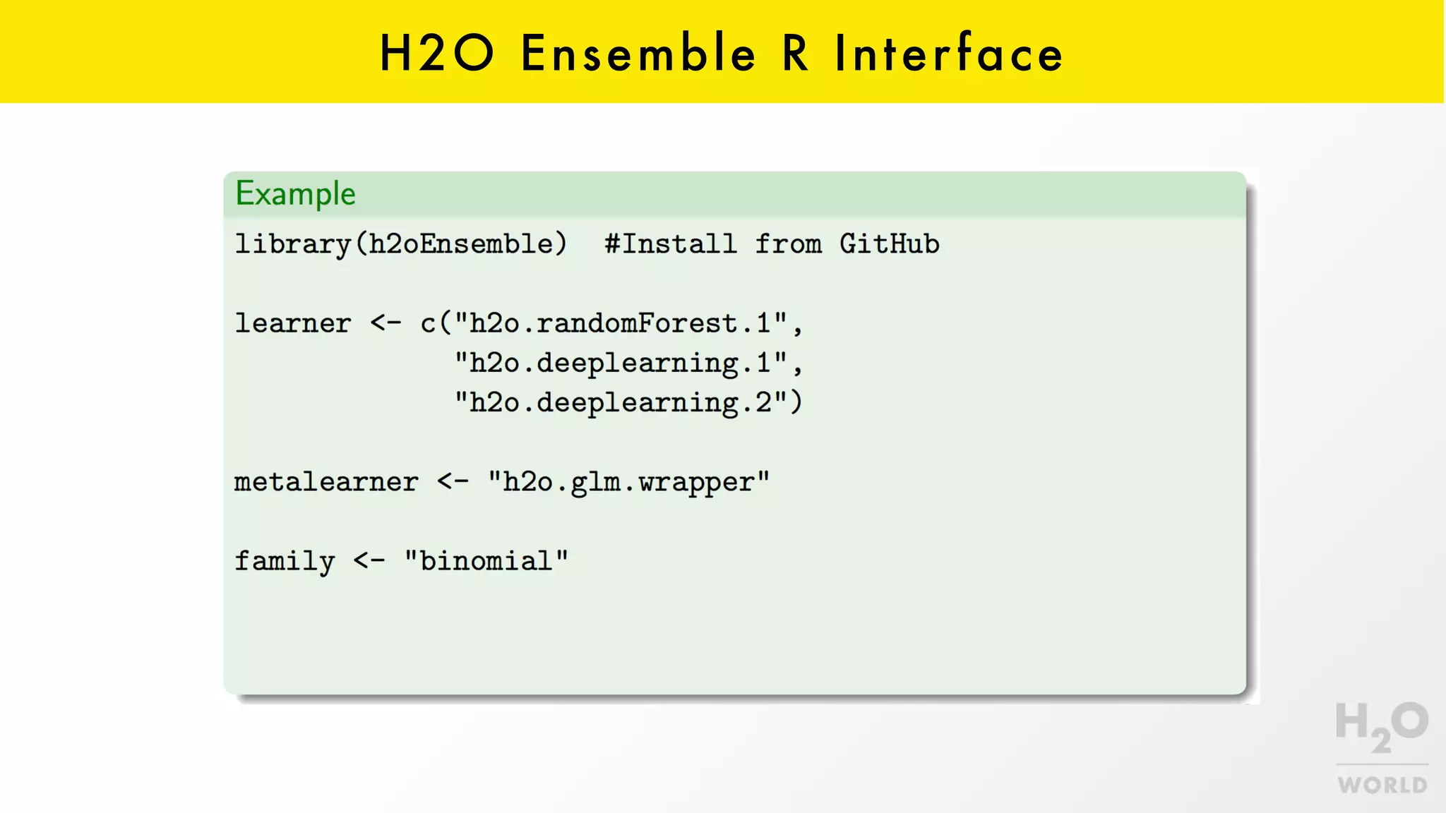H2O Ensemble R Interface
 