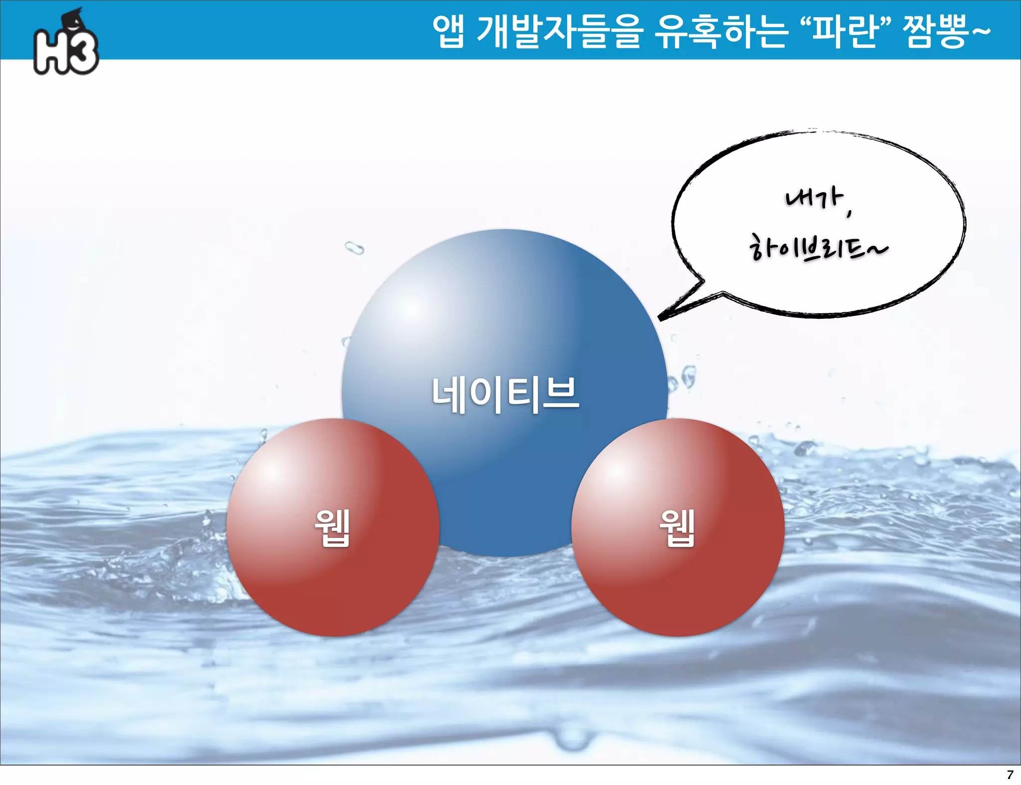 앱개발자들을유혹하는“파란”짬뽕~



                                내가,
                               하이브리드~


    네이티브


웹                      웹




                                                        7
 