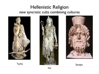 Hellenistic Religion new syncretic cults combining cultures Tyche Isis Serapis 