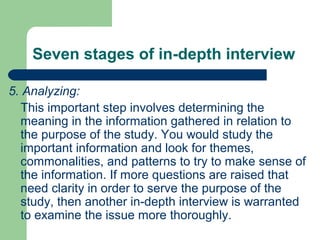 Examine In Depth Seminar in research practicum ,in depth-interview | PPT