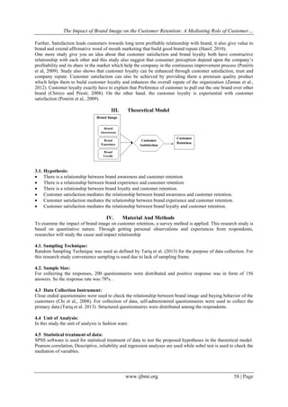 The Impact of Brand Image on the Customer Retention: A Mediating Role ...