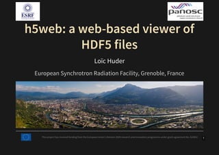 h5web: a web-based viewer of
HDF5 files
Loïc Huder
European Synchrotron Radiation Facility, Grenoble, France
This project has received funding from the European Union’s Horizon 2020 research and innovation programme under grant agreement No. 823852 1
 