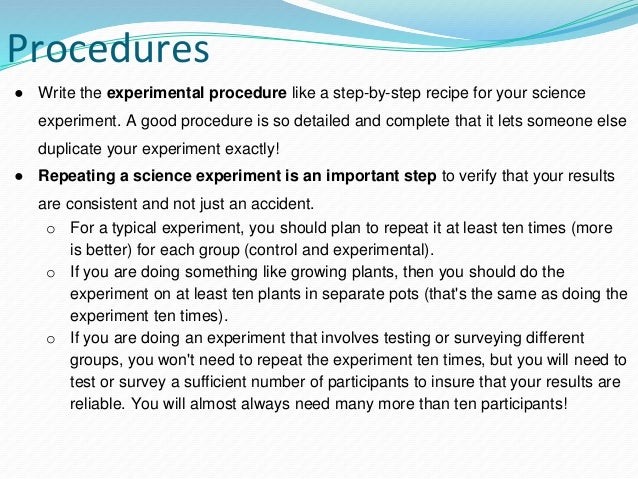 How to write procedures for science fair