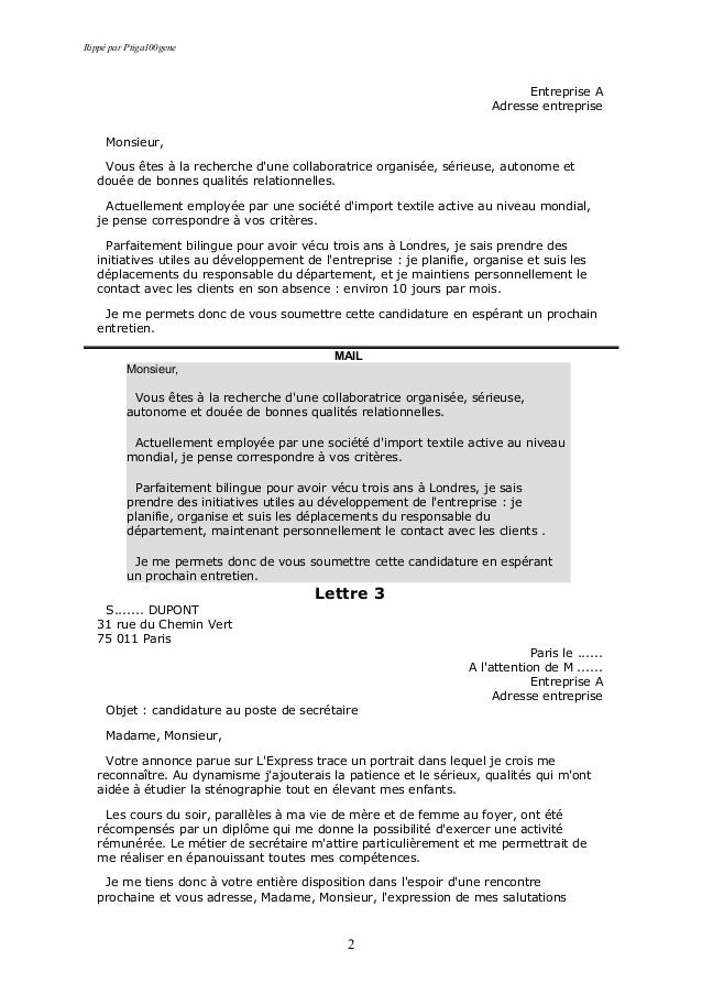 lettre de motivation mere au foyer