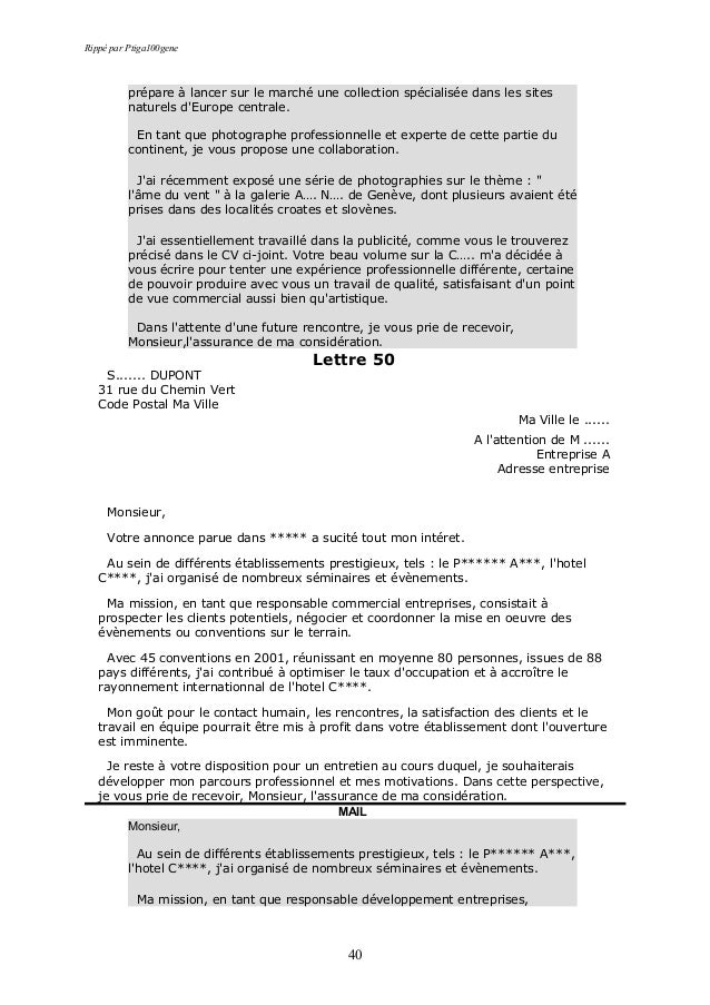 Lettre De Motivation Commercial Hotel
