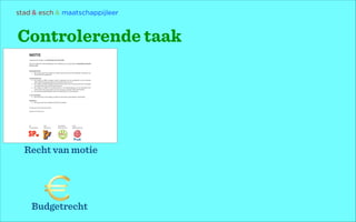 stad & esch & maatschappijleer

Controlerende taak

Recht van motie

Budgetrecht

 