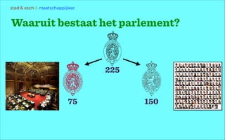 stad & esch & maatschappijleer

Waaruit bestaat het parlement?

225

75

150

 