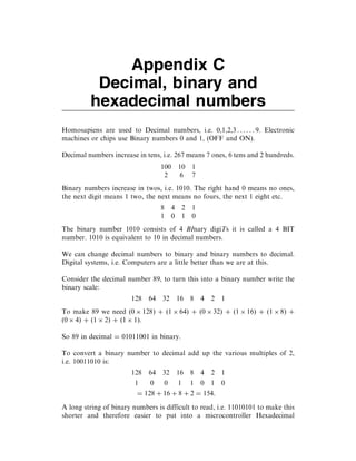 Apéndice C Números decimales binarios y hexadecimales