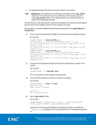White Paper: Backup and Recovery of the EMC Greenplum Data Computing ...