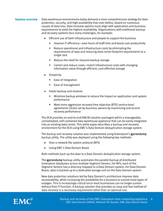 White Paper: Backup and Recovery of the EMC Greenplum Data Computing ...