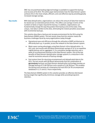 White Paper: Backup and Recovery of the EMC Greenplum Data Computing ...