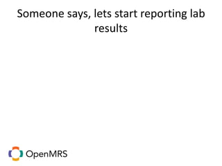 Someone says, lets start reporting lab
results
 
