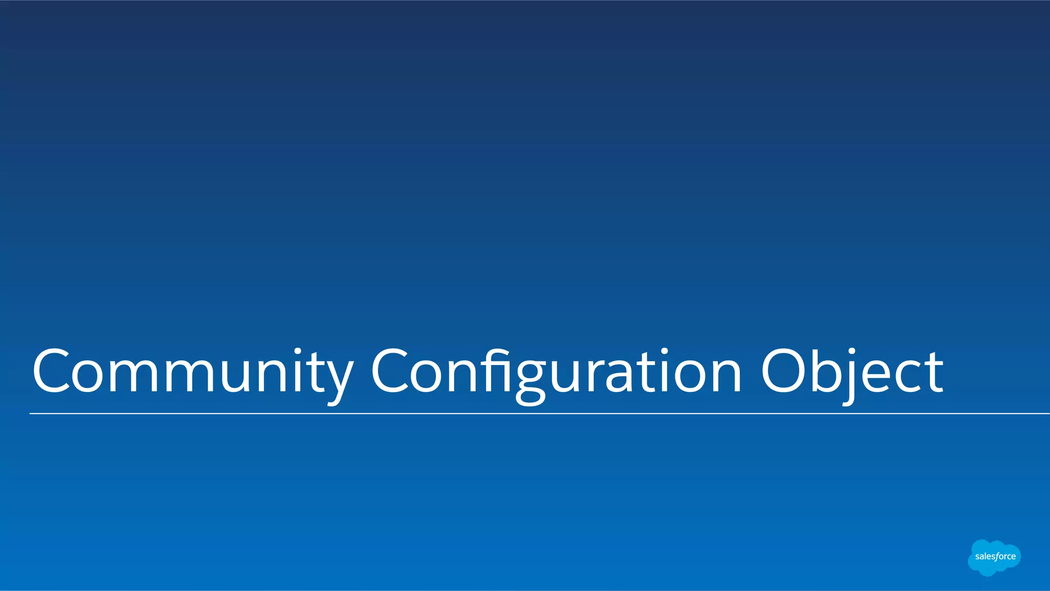 Community Conﬁguration Object
 