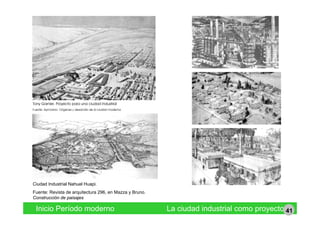 Tony Garnier. Proyecto para una ciudad Industrial
Fuente: Aymonino. Orígenes y desarrollo de la ciudad moderna
Ciudad Industrial Nahuel Huapi.
Inicio Período moderno La ciudad industrial como proyecto
Fuente: Revista de arquitectura 296, en Mazza y Bruno.
Construcción de paisajes
41
 