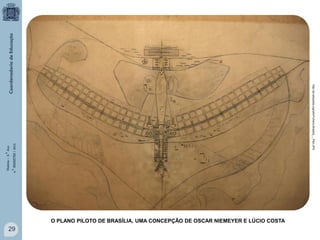 História – 9.° Ano
4.° BIMESTRE / 2013

http://pt.wikipedia.org/wiki/Ficheiro:Brasilia_-_Plan.JPG

O PLANO PILOTO DE BRASÍLIA, UMA CONCEPÇÃO DE OSCAR NIEMEYER E LÚCIO COSTA

29

 