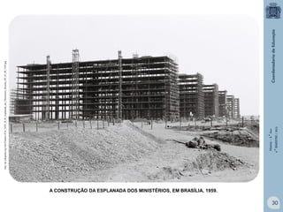 A CONSTRUÇÃO DA ESPLANADA DOS MINISTÉRIOS, EM BRASÍLIA, 1959.

30

História – 9.° Ano
4.° BIMESTRE / 2013

http://pt.wikipedia.org/wiki/Ficheiro:0741_NOV_B_05_Esplanada_dos_Ministerios_Brasilia_DF_03_09_1959.jpg

 