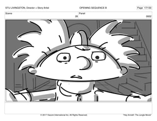 Scene
28
Panel
0002
STU LIVINGSTON, Director + Story Artist Page 17/130
OPENING SEQUENCE B
"Hey Arnold!: The Jungle Movie"
© 2017 Viacom International Inc. All Rights Reserved.
 