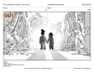 Scene
39
Panel
0006
Dialog
ARNOLD (O.S.)
I mean, I always believed you were alive
somehow, but...
STU LIVINGSTON, Director + Story Artist Page 90/130
OPENING SEQUENCE B
"Hey Arnold!: The Jungle Movie"
© 2017 Viacom International Inc. All Rights Reserved.
 