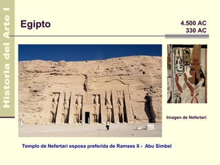 Egipto                                                           4.500 AC
                                                                   330 AC




                                                           Imagen de Nefertari




Templo de Nefertari esposa preferida de Ramses II - Abu Simbel
 