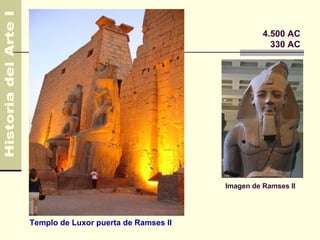 Egipto                                          4.500 AC
                                                  330 AC




                                      Imagen de Ramses II




Templo de Luxor puerta de Ramses II
 