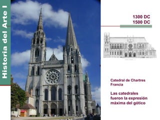 Arte Románico               1300 DC
                            1500 DC




                Catedral de Chartres
                Francia

                Las catedrales
                fueron la expresión
                máxima del gótico
 