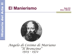 El Manierismo        Siglo XVI
                Años 1.500 DC
 