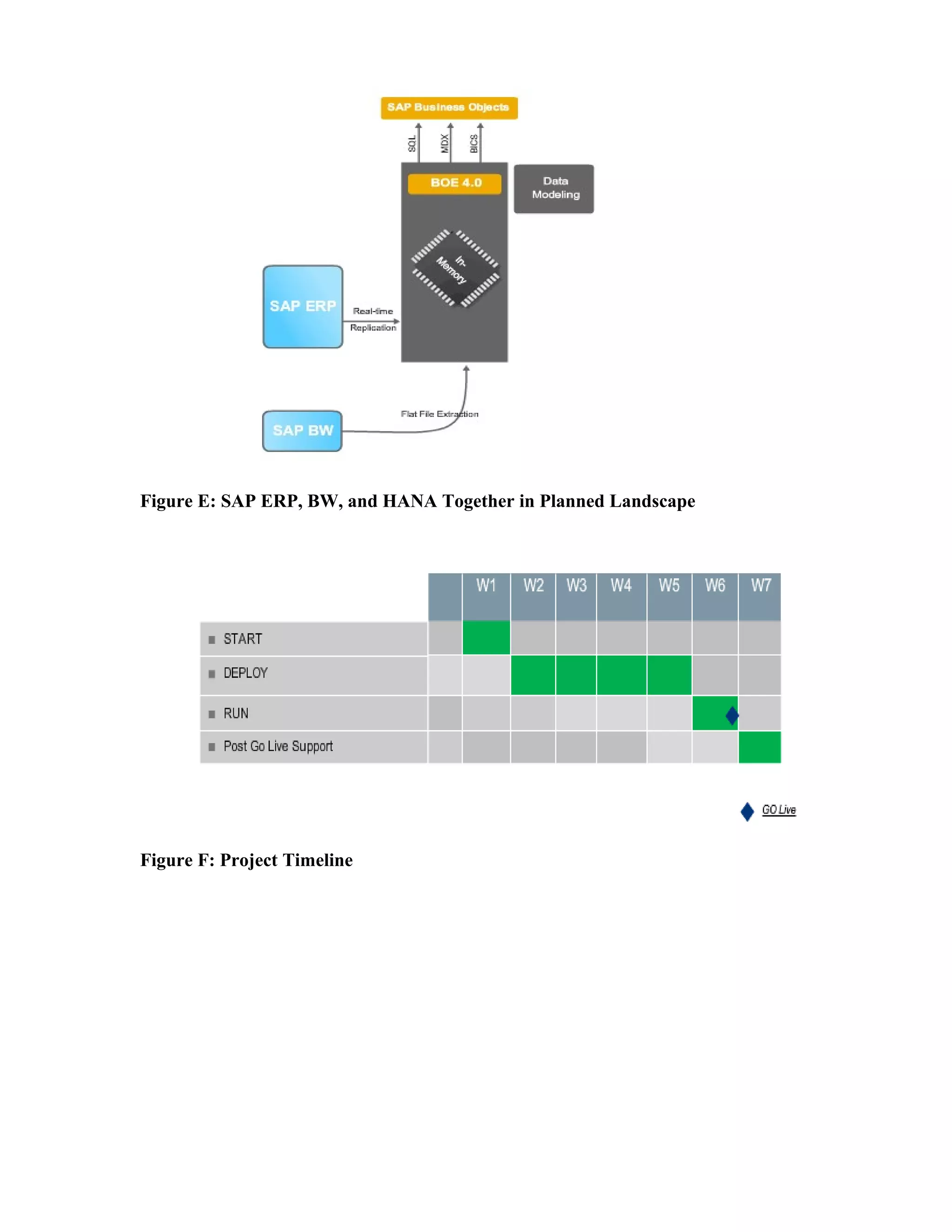 Figure E: SAP ERP, BW, and HANA Together in Planned Landscape
Figure F: Project Timeline
 