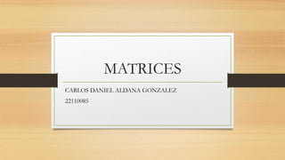 MATRICES
CARLOS DANIEL ALDANA GONZALEZ
22110085
 