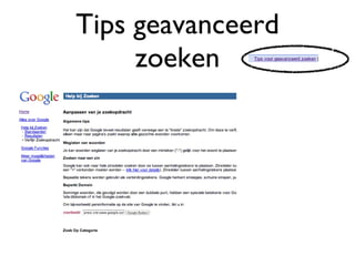 Tips geavanceerd zoeken 