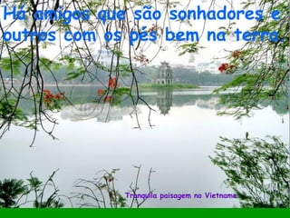Tranquila paisagem no Vietname
Há amigos que são sonhadores e
outros com os pés bem na terra.
 