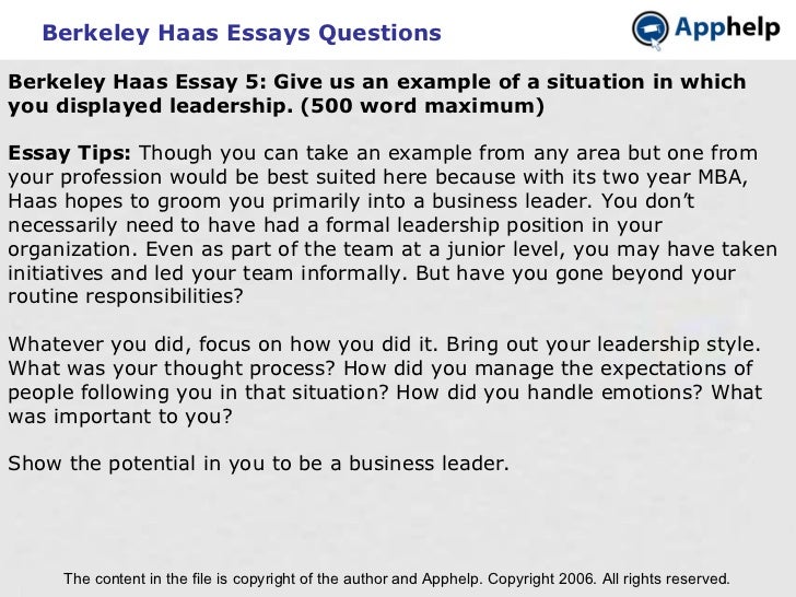 Haas application essays undergraduate image