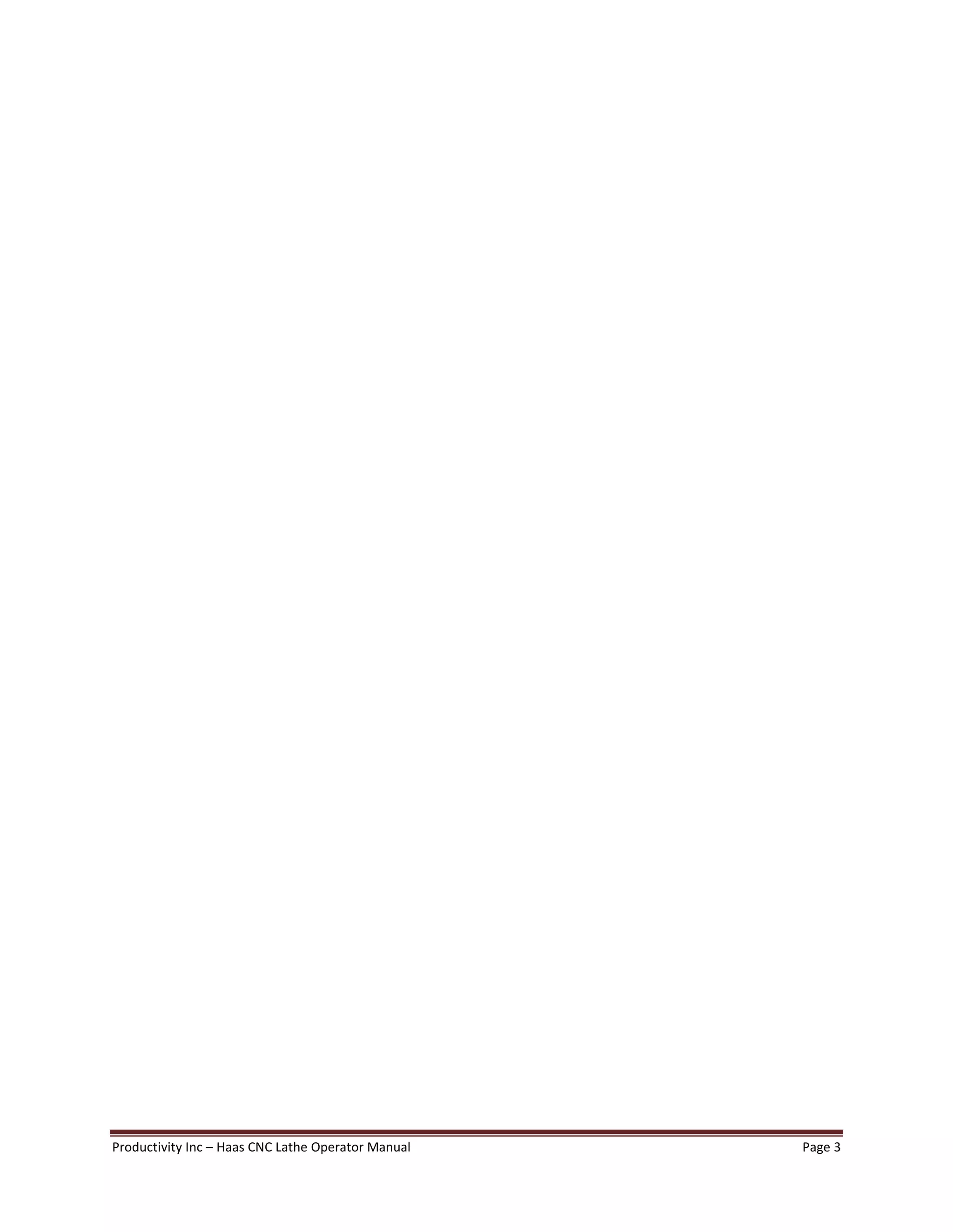 Productivity Inc Haas CNC Lathe Operator Manual Page 3
 