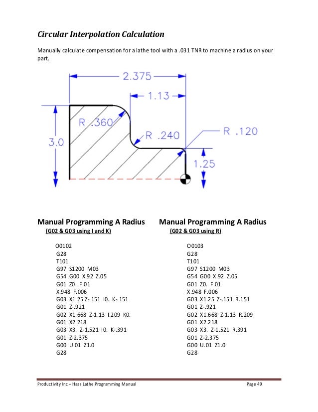 Haas lathe programing