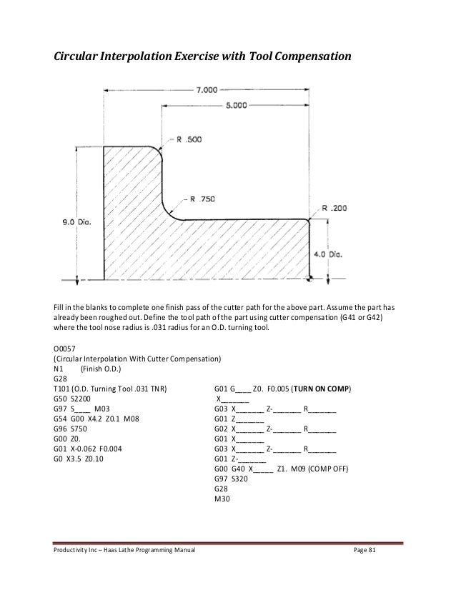 Haas lathe programing