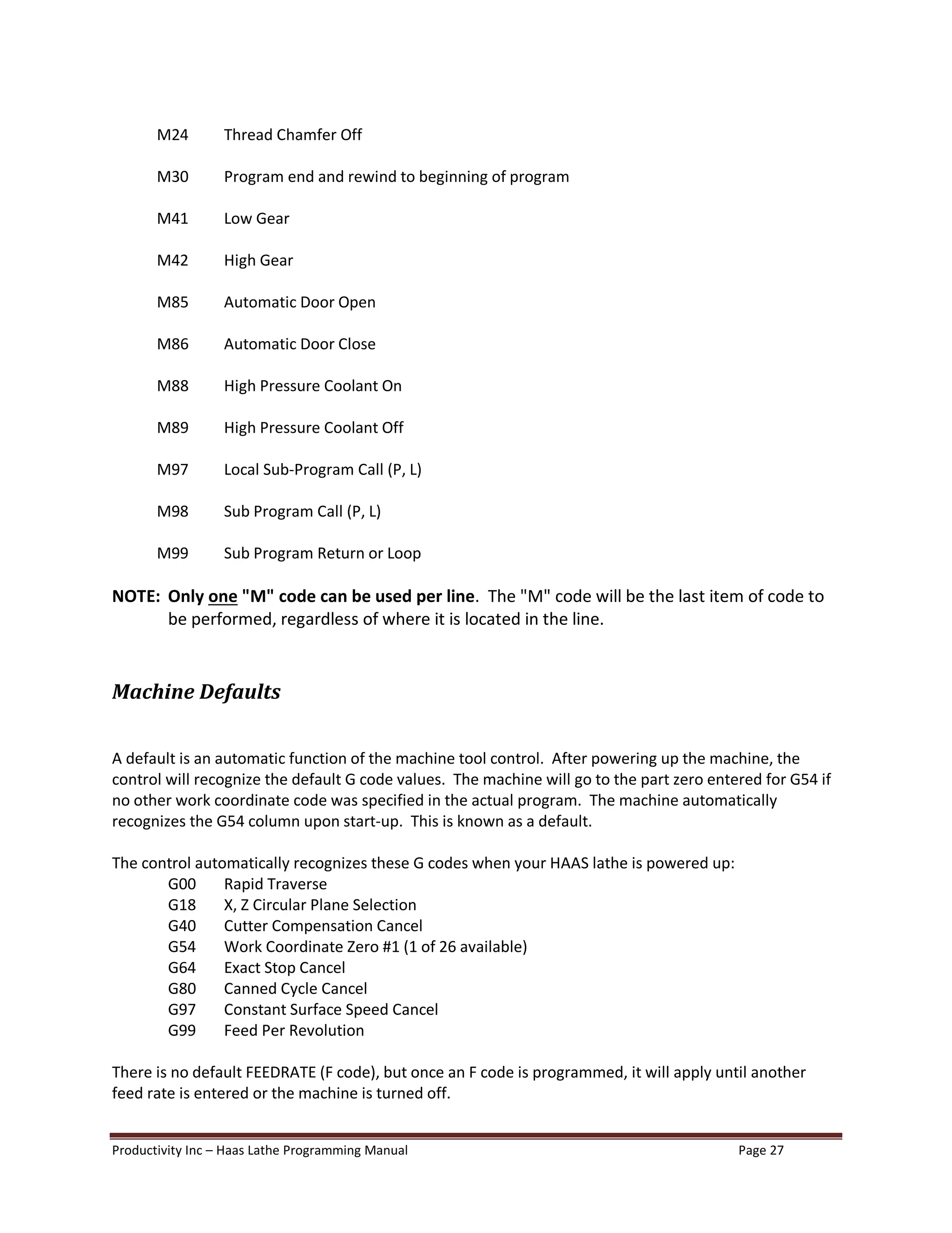 Haas lathe programming manual | PDF