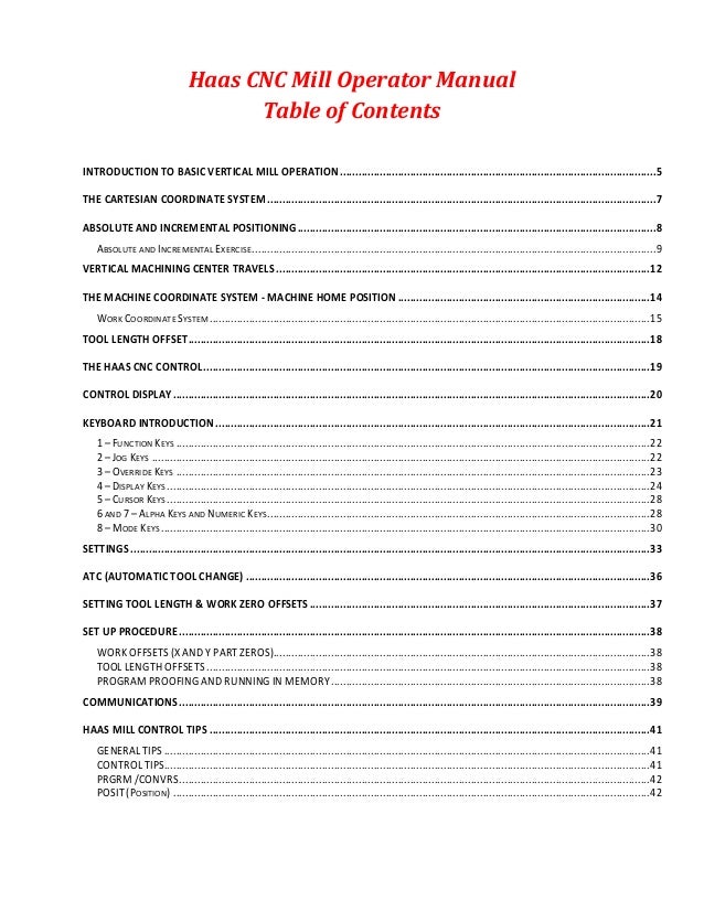 Haas mill operator manual