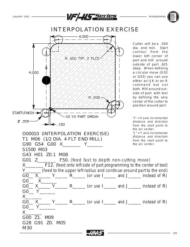 Haas mill programming workbook